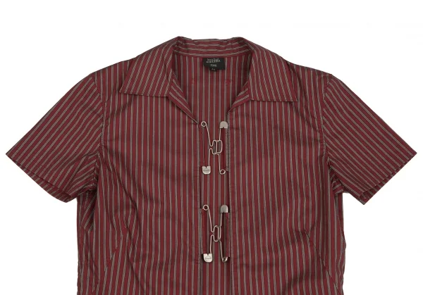 Jean-Paul GAULTIER FEMME Flint Pinned Stripe Short Sleeve Shirt K-127604_003
