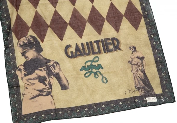 Jean-Paul GAULTIER Engraving Print Handkerchief K-127607_002