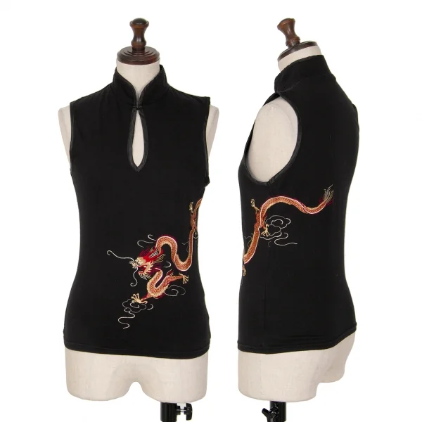 VIVIENNE TAM Dragon Embroidery Sleeveless Shirt Black 0 K-127612_001