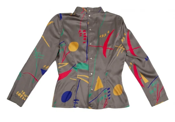 Thierry Mugler Colorful Printed Back Open Long Sleeve Shirt K-127614_010