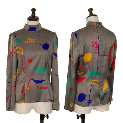 Thierry Mugler Colorful Printed Back Open Long Sleeve Shirt