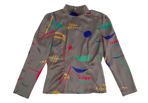 Thierry Mugler Colorful Printed Back Open Long Sleeve Shirt K-127614_002