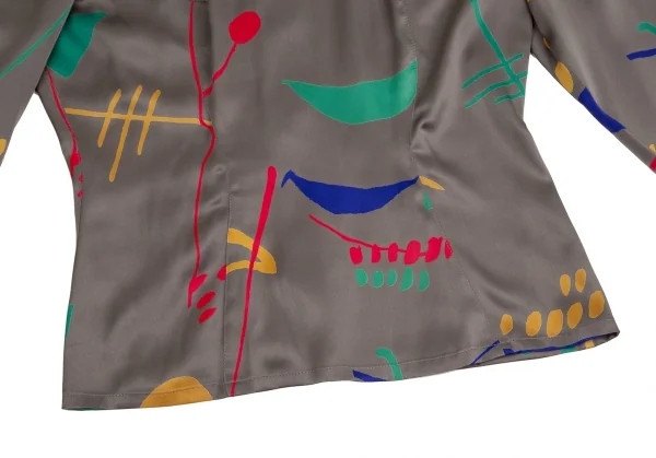 Thierry Mugler Colorful Printed Back Open Long Sleeve Shirt K-127614_009