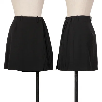 marcel marongiu Stretch Wool Pleated Switching Wrap Skirt