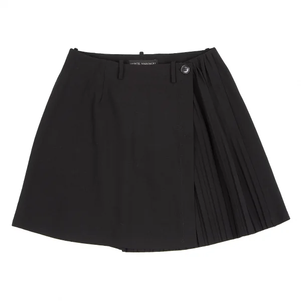 marcel marongiu Stretch Wool Pleated Switching Wrap Skirt K-127618_002