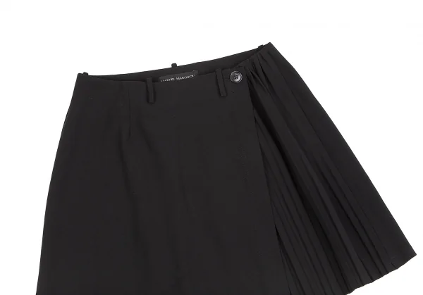 marcel marongiu Stretch Wool Pleated Switching Wrap Skirt K-127618_003
