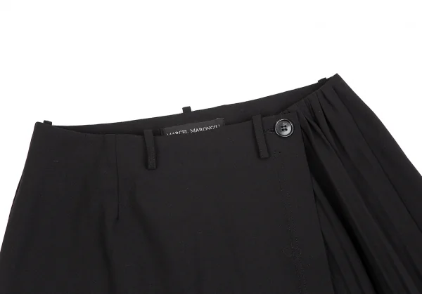 marcel marongiu Stretch Wool Pleated Switching Wrap Skirt K-127618_004