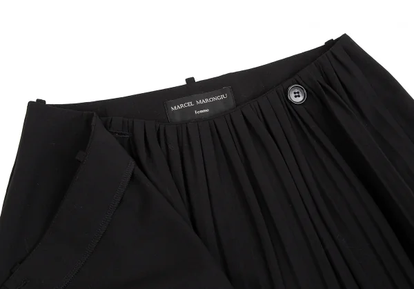 marcel marongiu Stretch Wool Pleated Switching Wrap Skirt K-127618_005