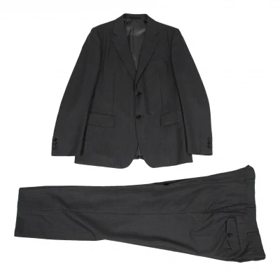 コムデギャルソン オムCOMME des GARCONS HOMME ウールストライプセットアップスーツ グレー