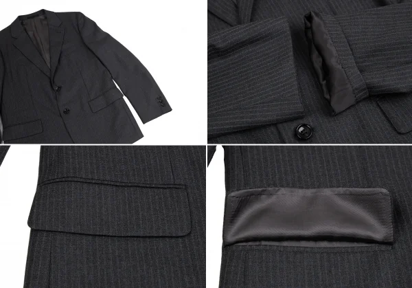 コムデギャルソン オムCOMME des GARCONS HOMME ウールストライプセットアップスーツ グレーM K-127627_006