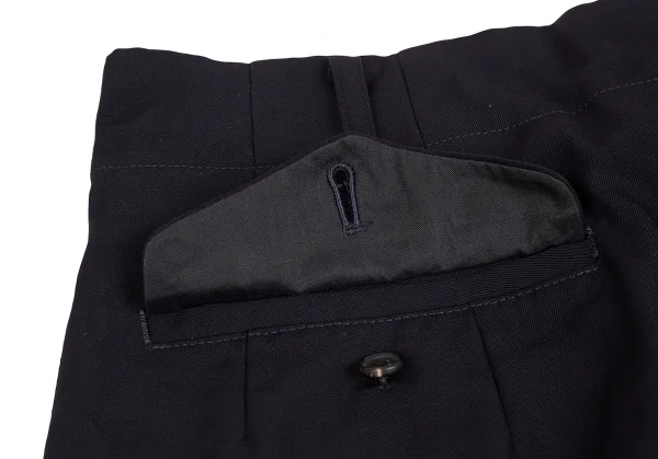 ヨウジヤマモト プールオムYohji Yamamoto POUR HOMMEウールギャバタックパンツ 紺M K-127636_014