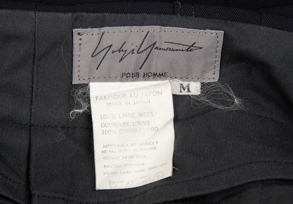 ヨウジヤマモト プールオムYohji Yamamoto POUR HOMMEウールギャバタックパンツ 紺M K-127636_018