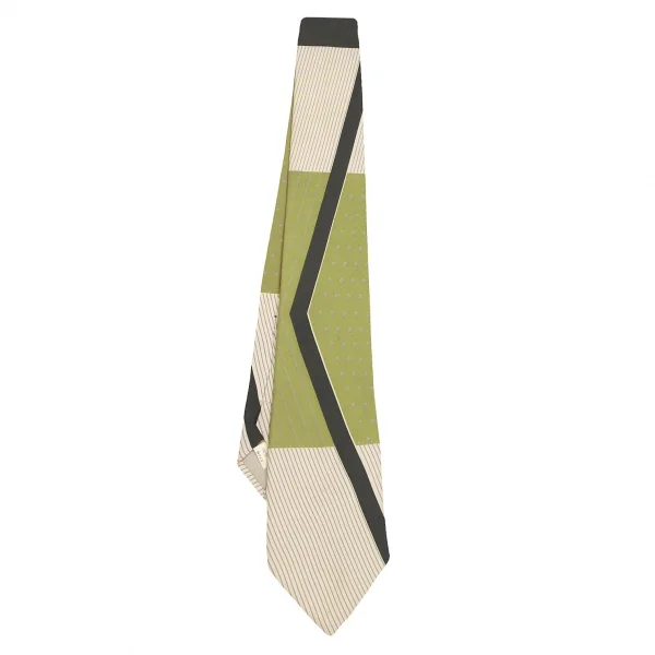 Y's for men Geometric Silk Tie Green,Ivory  K-127644_001