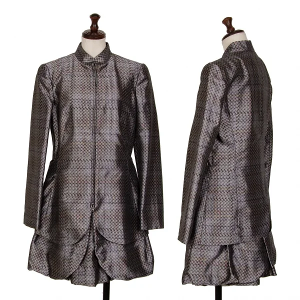 EMPORIO ARMANI Check Layered Jacket & Balloon Skirt Grey 40 38 K-127657_001