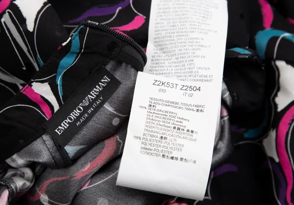 EMPORIO ARMANI Floral Printed Silk Short Sleeve Blouse K-127668_020