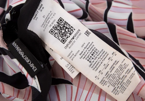 エンポリオアルマーニEMPORIO ARMANI テープボーダージャガードワンピース 黒白ピンク40 K-127679_020