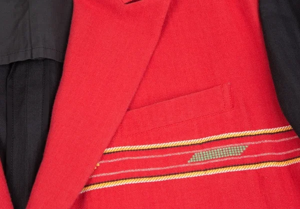 ヨウジヤマモト プールオムYohji Yamamoto POUR HOMME民族刺繍バイカラージャケット 赤黒M K-127724_005