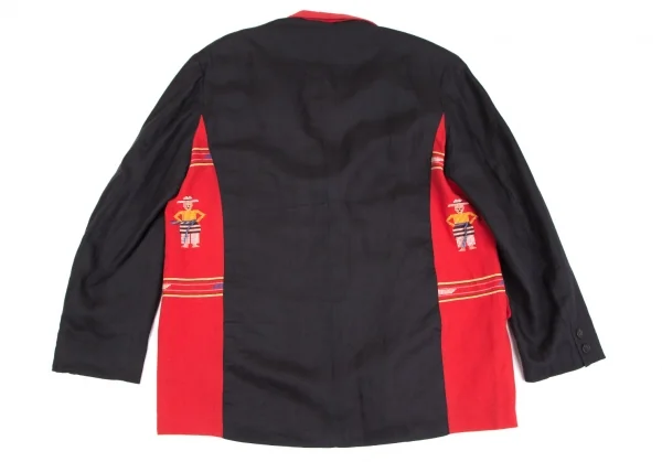 ヨウジヤマモト プールオムYohji Yamamoto POUR HOMME民族刺繍バイカラージャケット 赤黒M K-127724_016