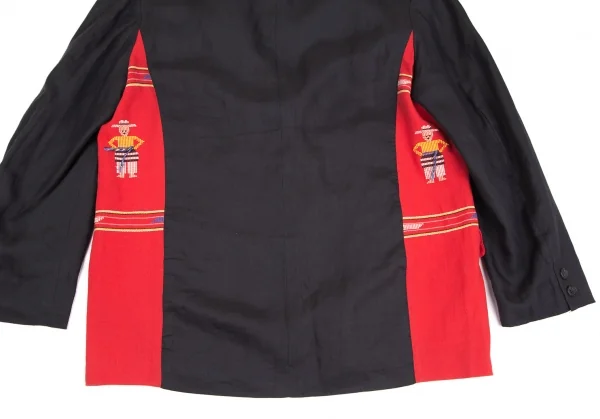 ヨウジヤマモト プールオムYohji Yamamoto POUR HOMME民族刺繍バイカラージャケット 赤黒M K-127724_017