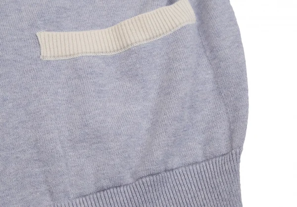 パパスプラスPapas+ コットンパッチ刺繍デザインVネックニットベスト 水色L K-127735_013