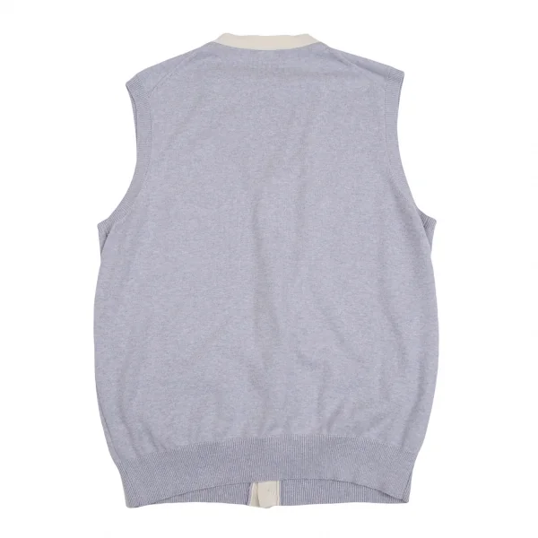 パパスプラスPapas+ コットンパッチ刺繍デザインVネックニットベスト 水色L K-127735_015