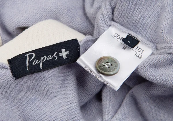 パパスプラスPapas+ コットンパッチ刺繍デザインVネックニットベスト 水色L K-127735_017