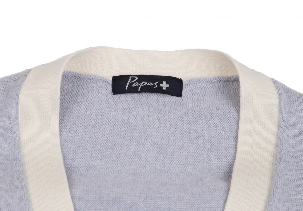 パパスプラスPapas+ コットンパッチ刺繍デザインVネックニットベスト 水色L K-127735_004