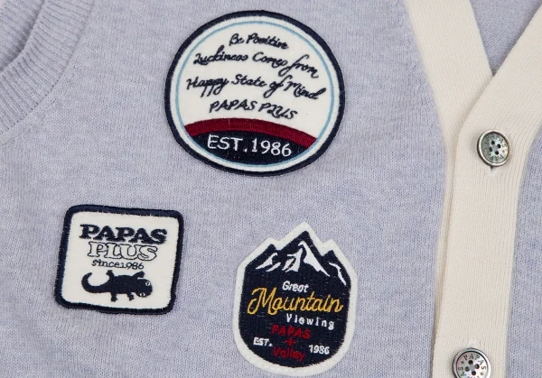 パパスプラスPapas+ コットンパッチ刺繍デザインVネックニットベスト 水色L K-127735_006