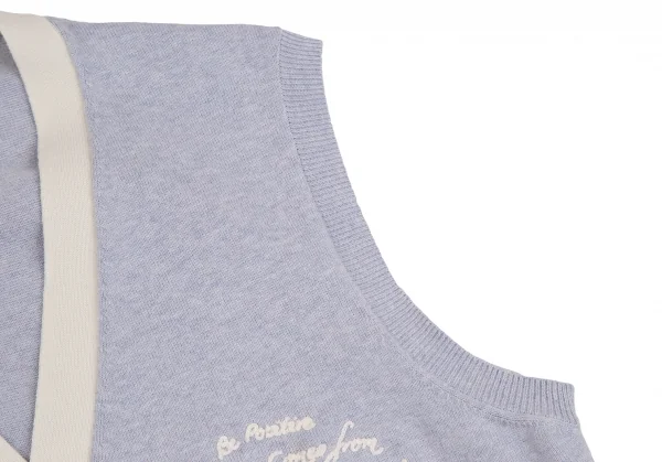 パパスプラスPapas+ コットンパッチ刺繍デザインVネックニットベスト 水色L K-127735_007
