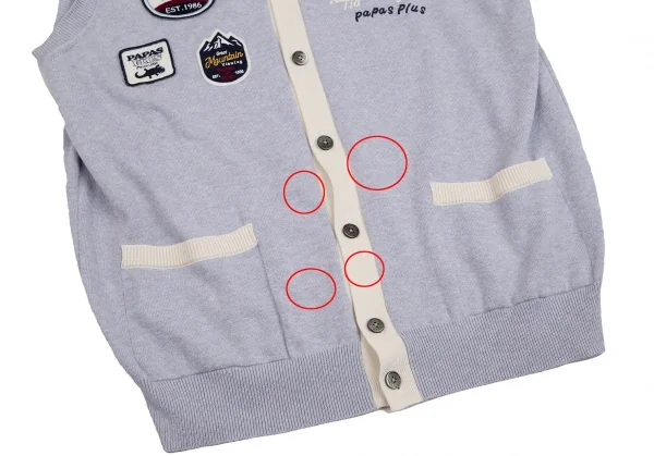 パパスプラスPapas+ コットンパッチ刺繍デザインVネックニットベスト 水色L K-127735_008
