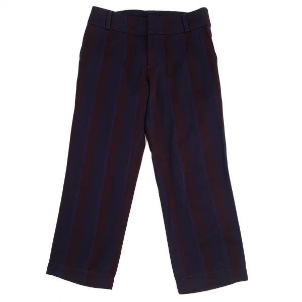 トリココムデギャルソンtricot COMME des GARCONS 製品染めウールコットンストライプパンツ 紺茶S K-127757_001