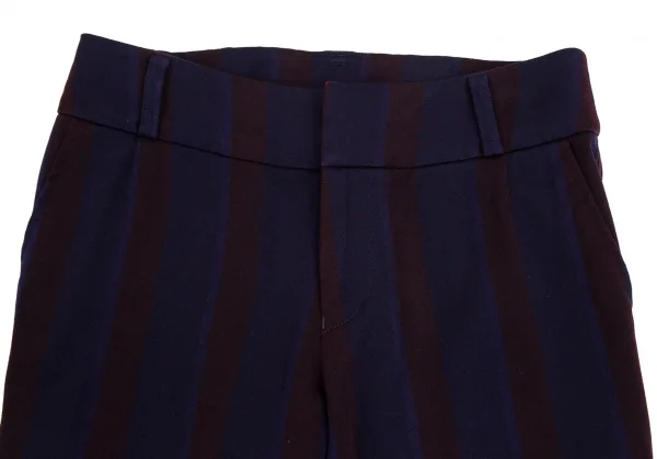 トリココムデギャルソンtricot COMME des GARCONS 製品染めウールコットンストライプパンツ 紺茶S K-127757_002