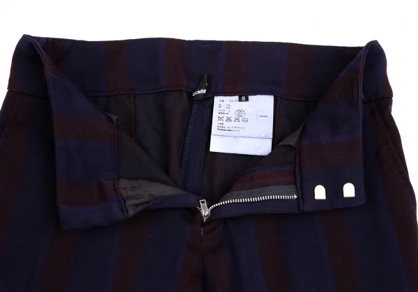 トリココムデギャルソンtricot COMME des GARCONS 製品染めウールコットンストライプパンツ 紺茶S K-127757_004