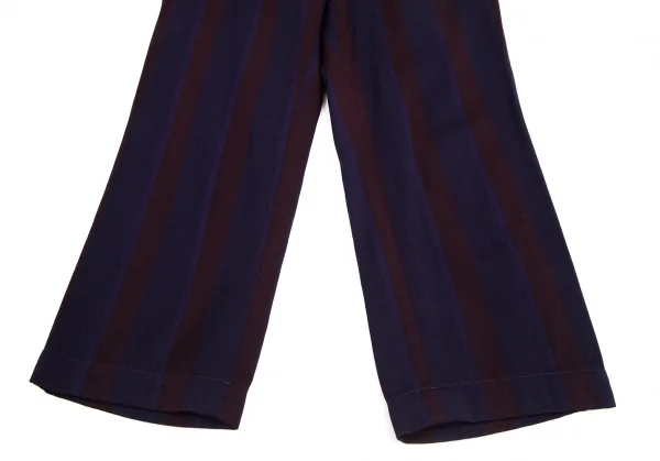 トリココムデギャルソンtricot COMME des GARCONS 製品染めウールコットンストライプパンツ 紺茶S K-127757_005