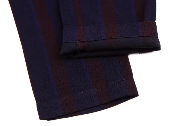 トリココムデギャルソンtricot COMME des GARCONS 製品染めウールコットンストライプパンツ 紺茶S K-127757_006