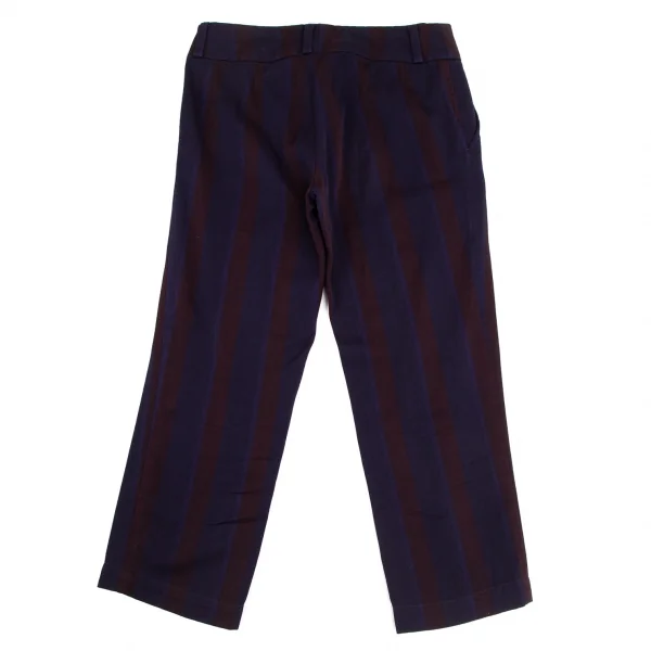 トリココムデギャルソンtricot COMME des GARCONS 製品染めウールコットンストライプパンツ 紺茶S K-127757_008