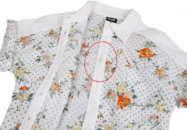 ディーアンドジーD&G フラワードットプリントドルマンスリーブシャツ 白青オレンジ40 K-127769_010