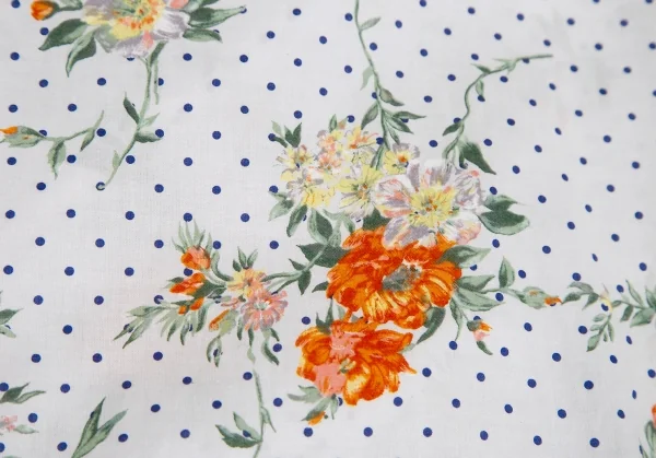 ディーアンドジーD&G フラワードットプリントドルマンスリーブシャツ 白青オレンジ40 K-127769_014