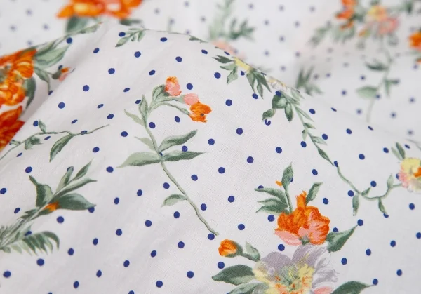 ディーアンドジーD&G フラワードットプリントドルマンスリーブシャツ 白青オレンジ40 K-127769_015