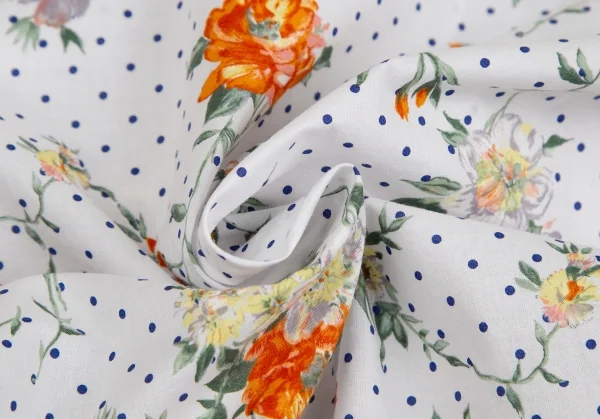 ディーアンドジーD&G フラワードットプリントドルマンスリーブシャツ 白青オレンジ40 K-127769_016