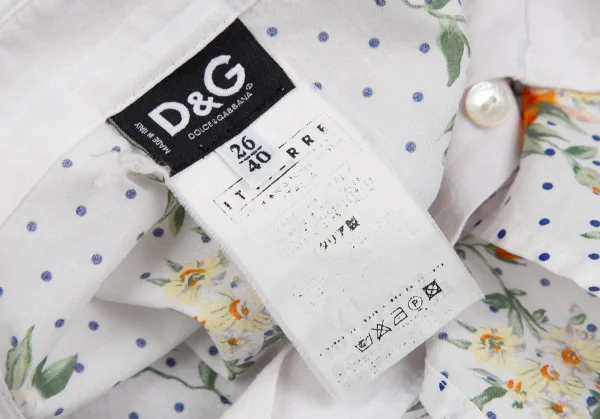 ディーアンドジーD&G フラワードットプリントドルマンスリーブシャツ 白青オレンジ40 K-127769_018