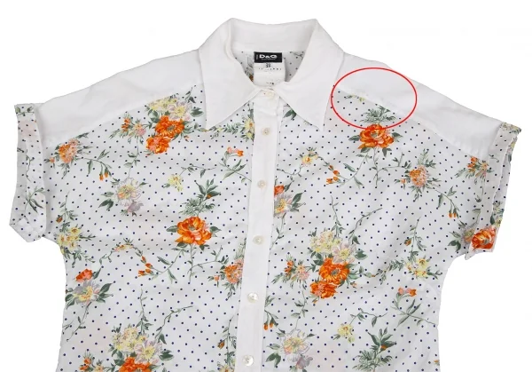 ディーアンドジーD&G フラワードットプリントドルマンスリーブシャツ 白青オレンジ40 K-127769_003