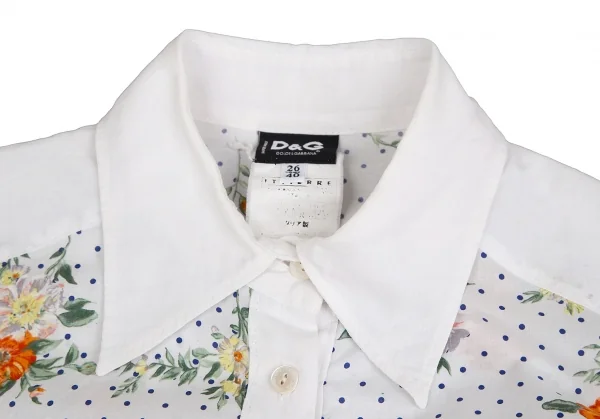 ディーアンドジーD&G フラワードットプリントドルマンスリーブシャツ 白青オレンジ40 K-127769_005
