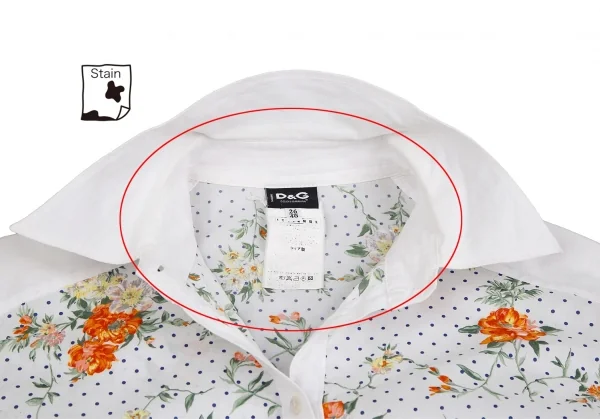 ディーアンドジーD&G フラワードットプリントドルマンスリーブシャツ 白青オレンジ40 K-127769_006