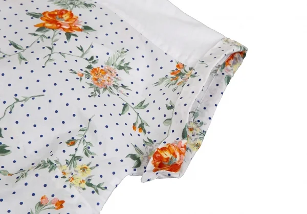 ディーアンドジーD&G フラワードットプリントドルマンスリーブシャツ 白青オレンジ40 K-127769_007