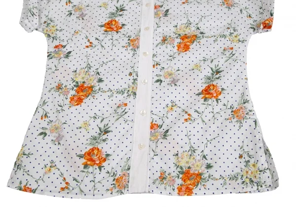 ディーアンドジーD&G フラワードットプリントドルマンスリーブシャツ 白青オレンジ40 K-127769_008