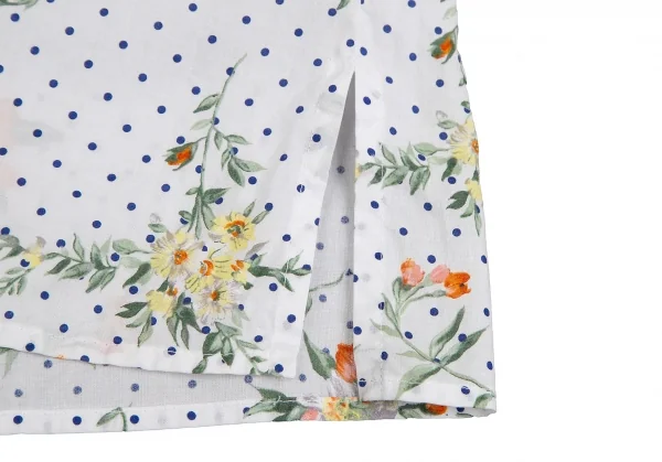 ディーアンドジーD&G フラワードットプリントドルマンスリーブシャツ 白青オレンジ40 K-127769_009