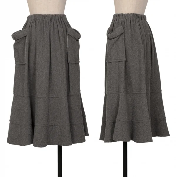 tricot COMME des GARCONS Ribbon Pocket Wool Skirt Grey S-M K-127772_001