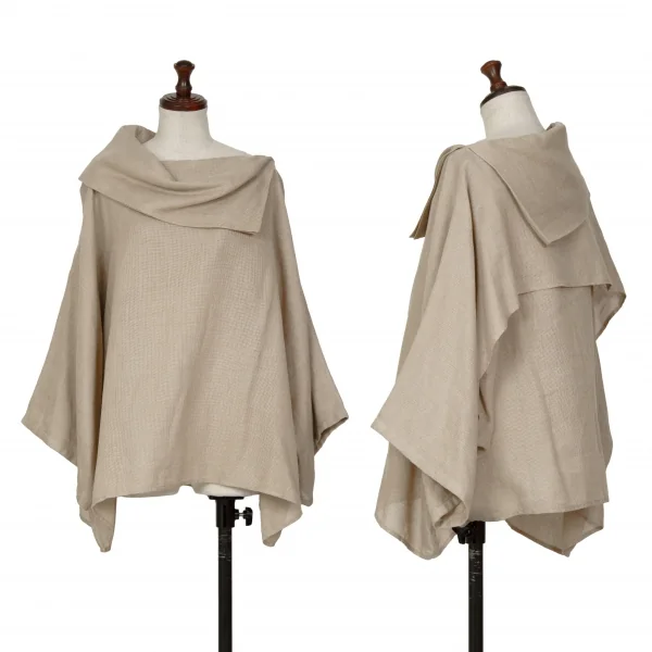 ISSEY MIYAKE Linen Blended Wide Silhouette Top Beige M K-127791_001