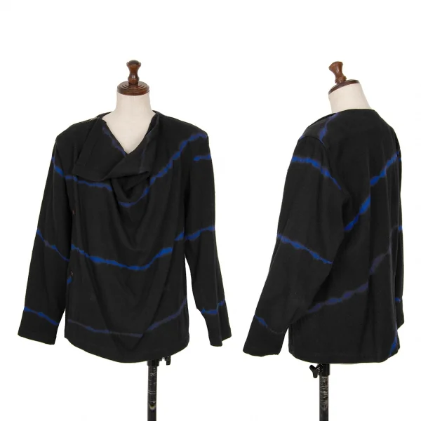 ISSEY MIYAKE Wool Blur Line Drape Blouse Black 9 K-127801_001